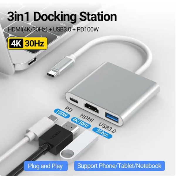 Ace-Type TypeC Hdmi Adapter 3in1 Docking Station