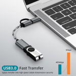 2 In 1 OTG Adapter Micro USB/Type-C To USB 3.0 Fast Transfer Cable Nylon Braid Data Cord For Smart Phones Tablet U Disk