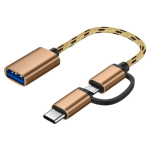 2 In 1 OTG Adapter Micro USB/Type-C To USB 3.0 Fast Transfer Cable Nylon Braid Data Cord For Smart Phones Tablet U Disk