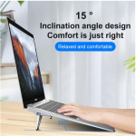 Metal Foldable Adjustable Stand Holder For Laptop- Silver + Black