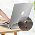 Metal Foldable Adjustable Stand Holder For Laptop- Silver + Black