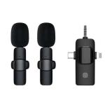 Wireless Lavalier Microphone 2 Pack for iPhone, Android, Camera - 3-in-1 Lapel Mic with Noise Cancellation for Video Recording, Live Stream, YouTube, Interview