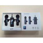 Wireless Lavalier Microphone 2 Pack for iPhone, Android, Camera - 3-in-1 Lapel Mic with Noise Cancellation for Video Recording, Live Stream, YouTube, Interview